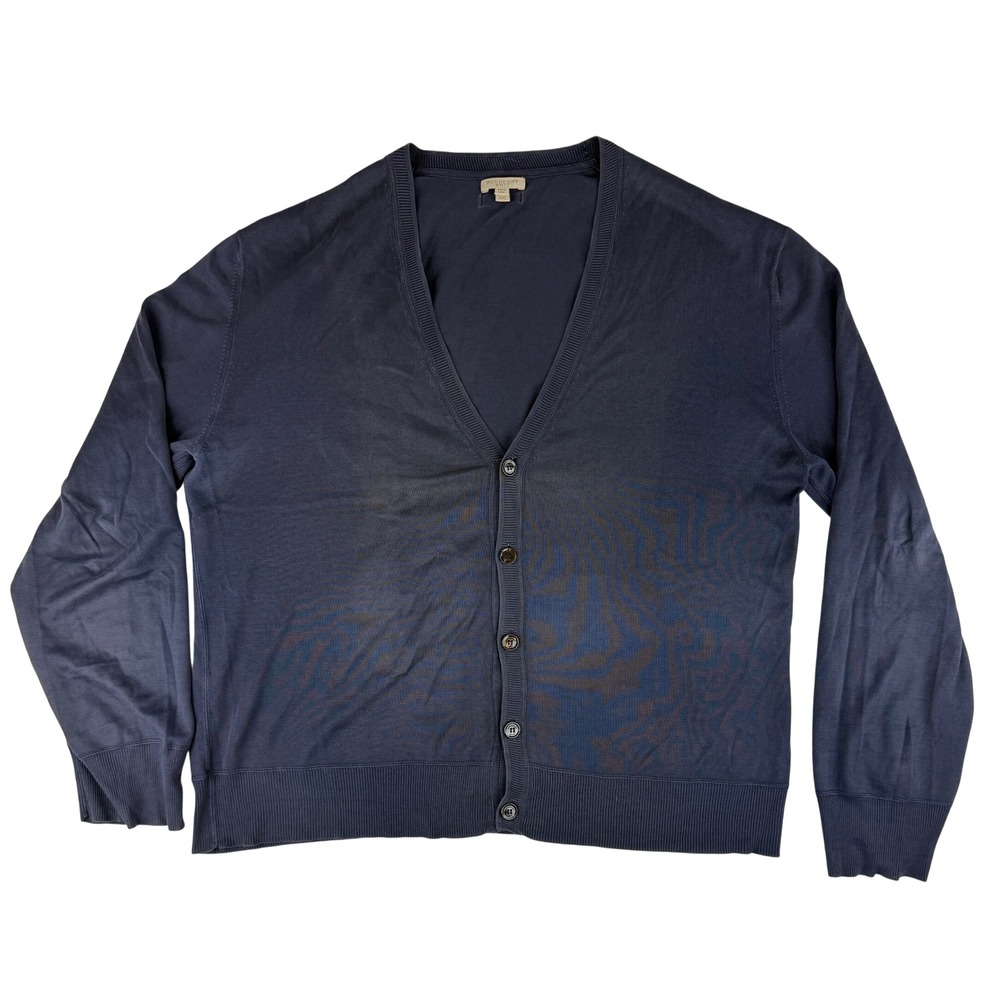 Burberry Brit Cardigan Mens XXL Navy Blue Cotton V-Neck Button Front Sweater